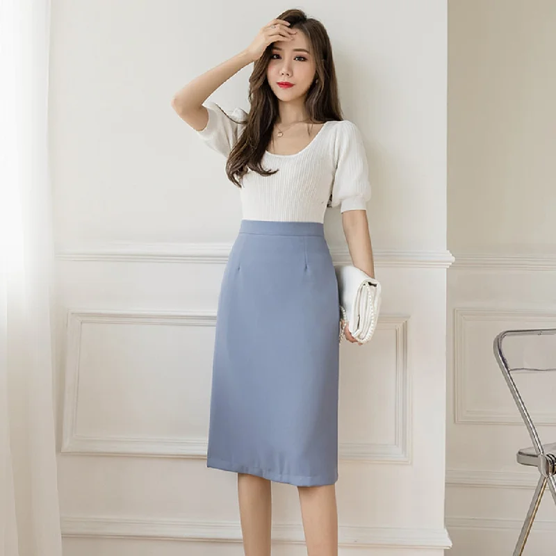 Znbbw Bodycon Summer Straight Skirts Women New Fashion Vintage Simple Solid High Waist Back Zipper Female Skirts Office Wear Jupe