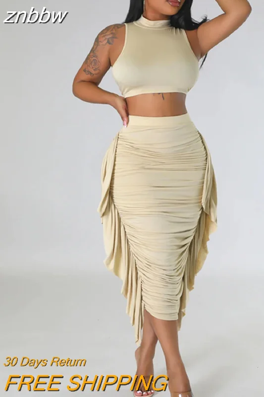 znbbw Summer Sexy Tassel 2 Two Piece Sets Club Outfit For Women 2023 Corset Crop Top And Long Skirt Sets Ruched Skirt Sets