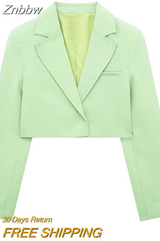 Znbbw TRAF 2023 Fashion Women Green Blazer Suits Open Stitch Long Sleeve Crop Top Female Shorts Skirts Thin Y2K 2 Piece Set