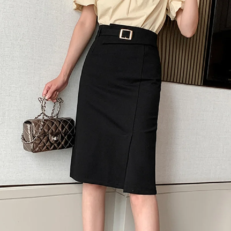 Znbbw Women Straight Skirts Vintage Korean Fashion Office Lady OL Style Stretch High Waist Wrap Hip Midi Skirts jupe femme