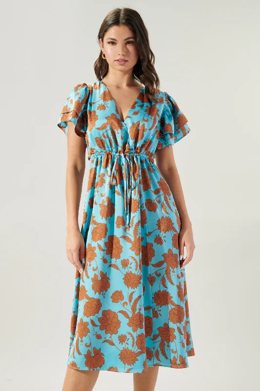 Belmont Floral Surplice Midi Dress