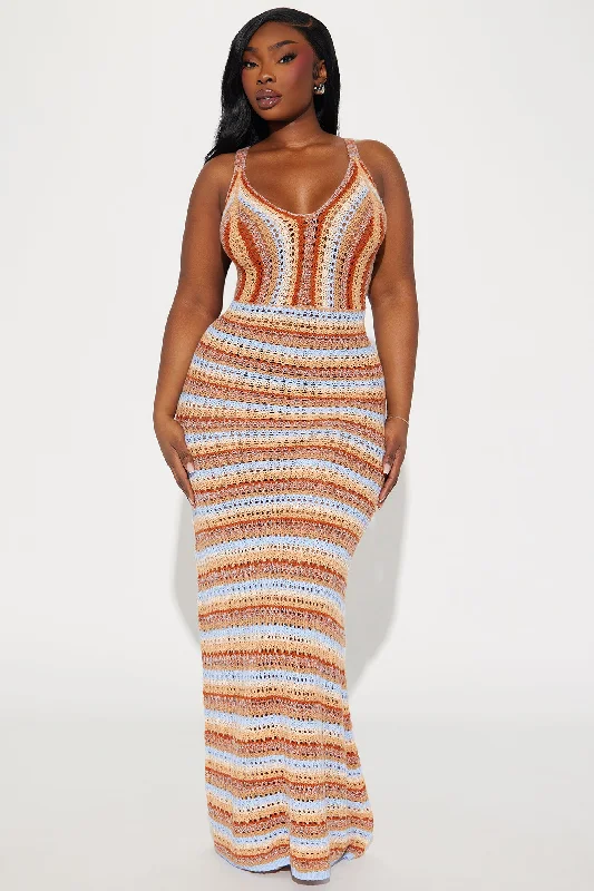 Bohemian Dream Crochet Maxi Dress - Brown/combo