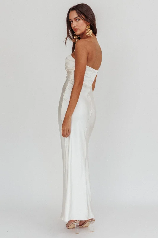 City Of Stars Strapless Maxi Dress Oyster