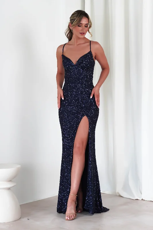 Clarisse Bodycon Sequin Gown | Navy