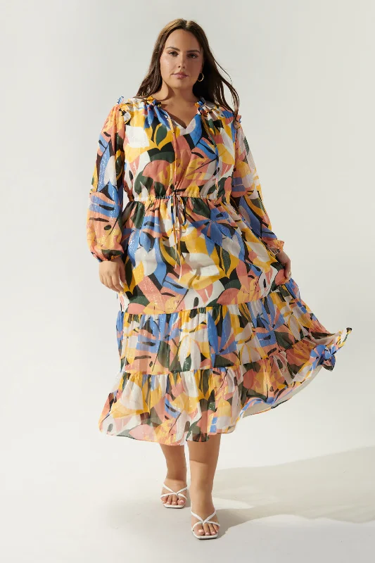 Congo Tropics Tiered Midi Dress Curve