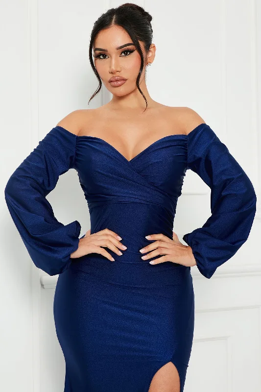 Denise Off Shoulder Maxi Dress - Navy