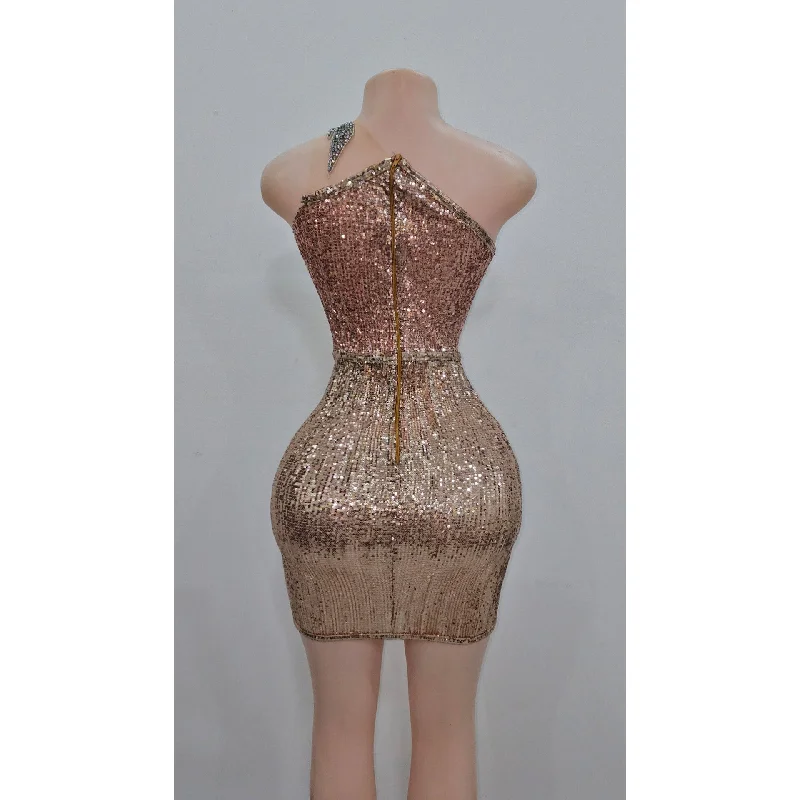 Diamond Goteo Cocktail Rhinestone Mini Dress