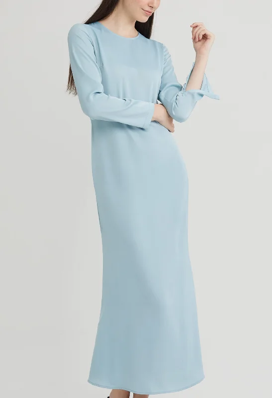 Elegant Satin Long Sleeve Maxi Dress