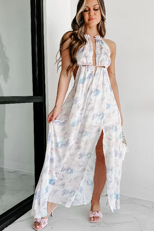 Flirting With Florals Cut Out Maxi Dress (Lavender)