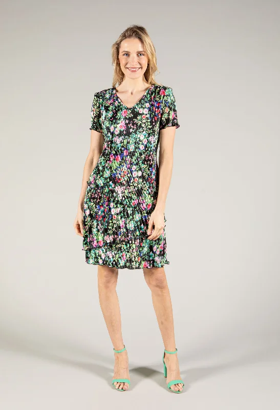 Floral Print Plisse Print Dress