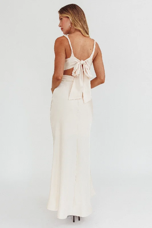 Harper Cut-Out Bow Back Maxi Dress Oyster