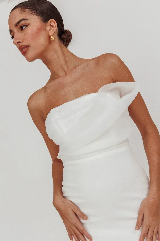 Karaline Strapless Bust Accent Maxi Dress White