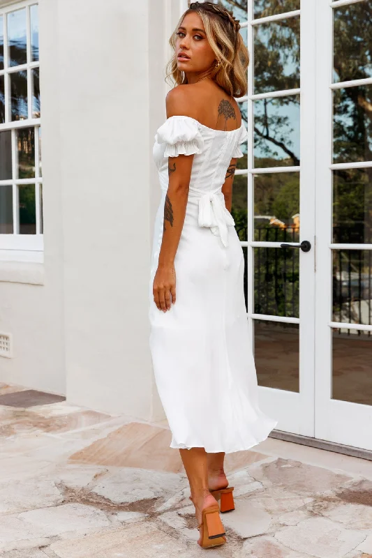 Linka Off-Shoulder Tie Back Midi Dress White