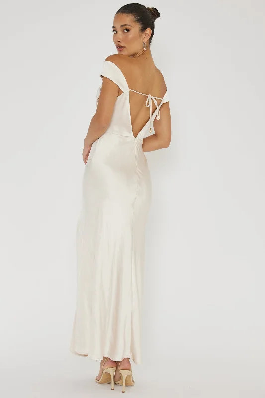 Lucinda Off-Shoulder V-Back Dress Champagne