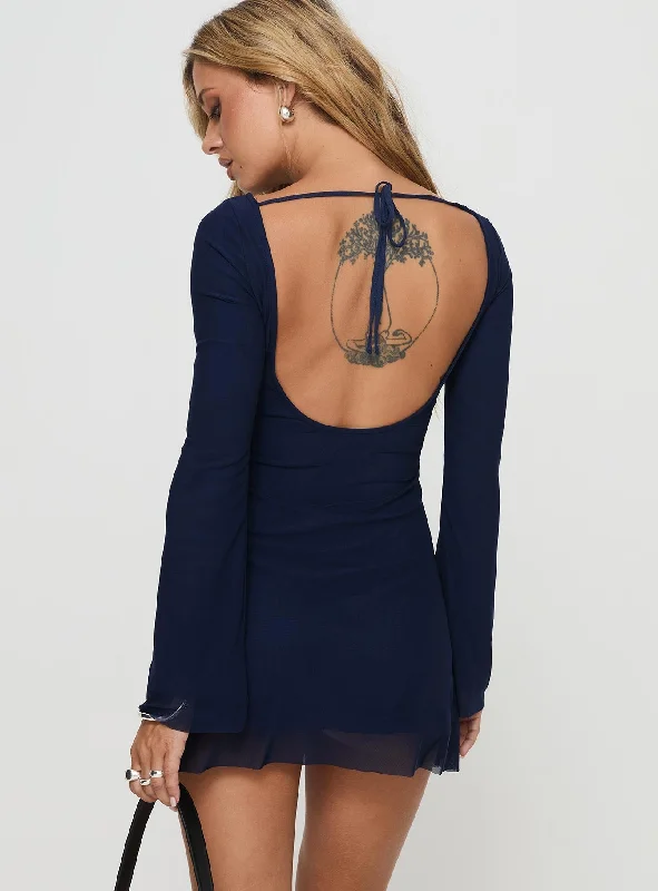 Lukea Long Sleeve Mini Dress Navy