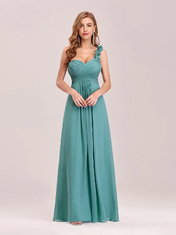 Maxi Long One Shoulder Chiffon Bridesmaid Dresses for Wholesale