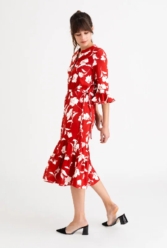 Celina Dress - Red Floral