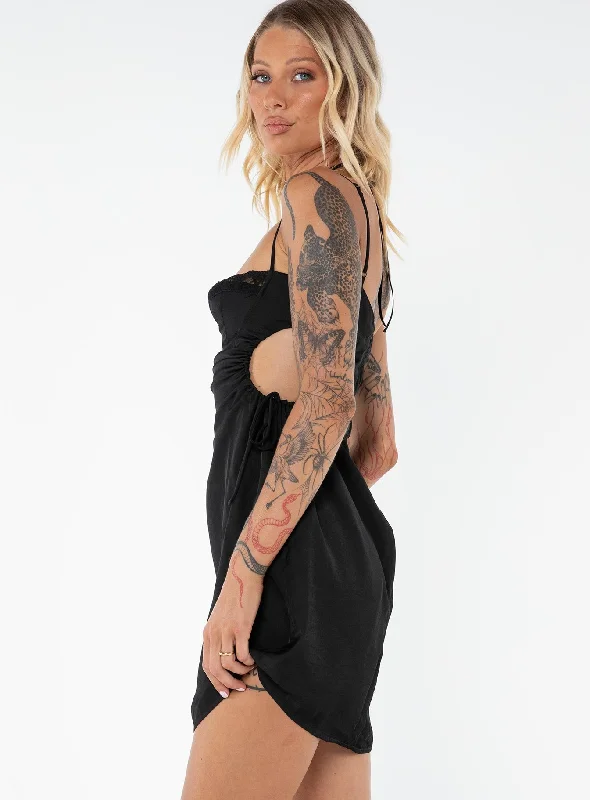 Hazel Cut Out Mini Dress Black Tall