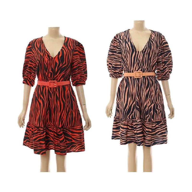 Irregular Lines Printed Mini Dress