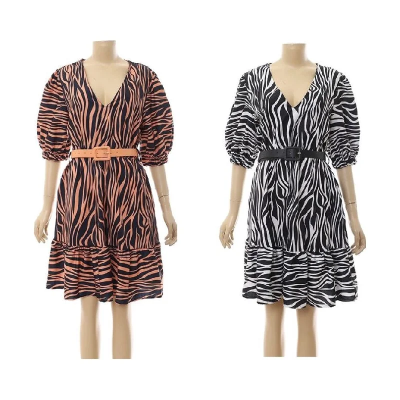 Irregular Lines Printed Mini Dress