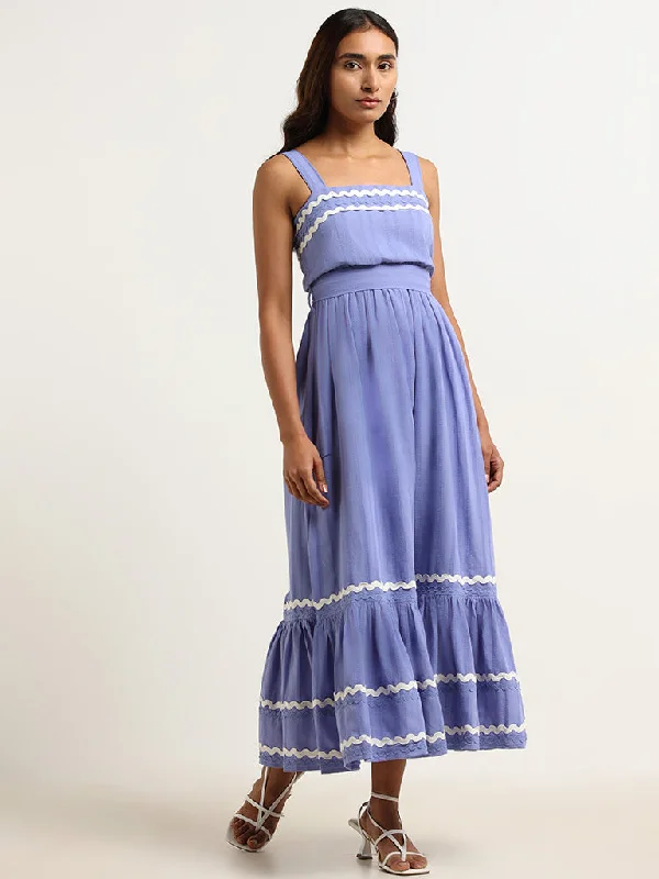 LOV Lavender Cotton Strappy Maxi Dress