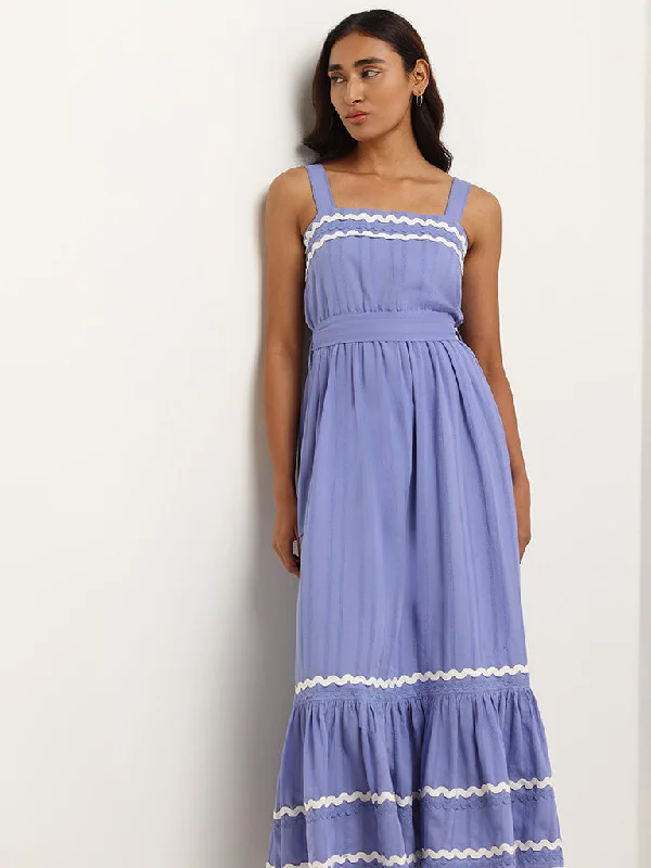 LOV Lavender Cotton Strappy Maxi Dress