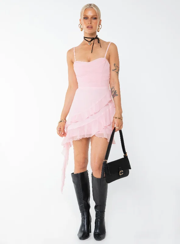 Sopha Frill Mini Dress Pink