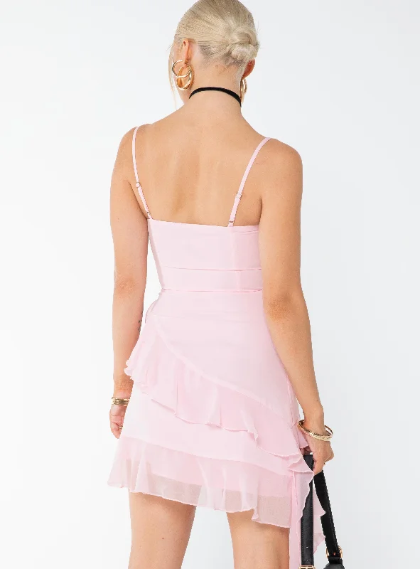 Sopha Frill Mini Dress Pink