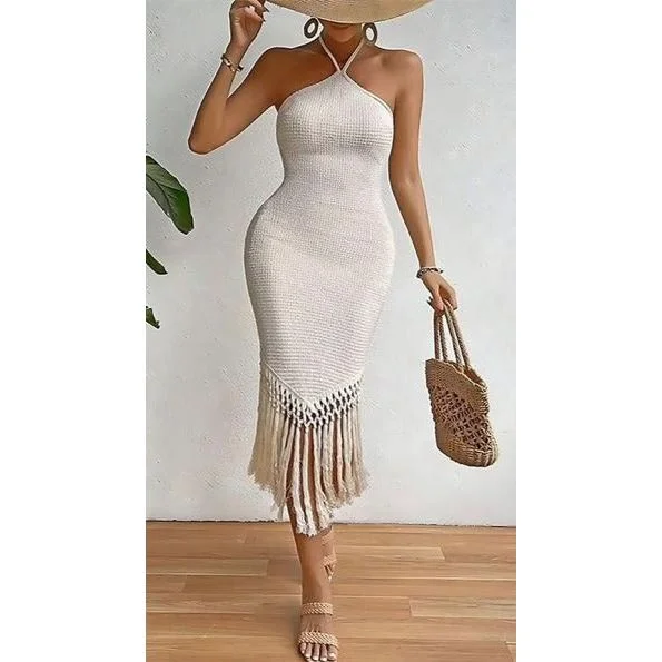 Tassel Backless sleeveless Bodycon Dress