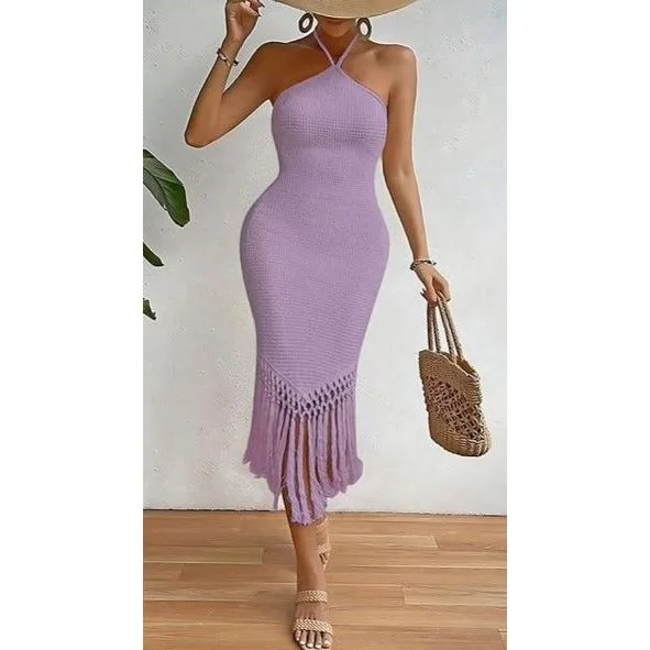 Tassel Backless sleeveless Bodycon Dress